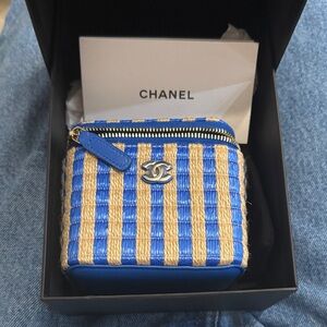 CHANEL Striped Blue and Tan Mini Bag